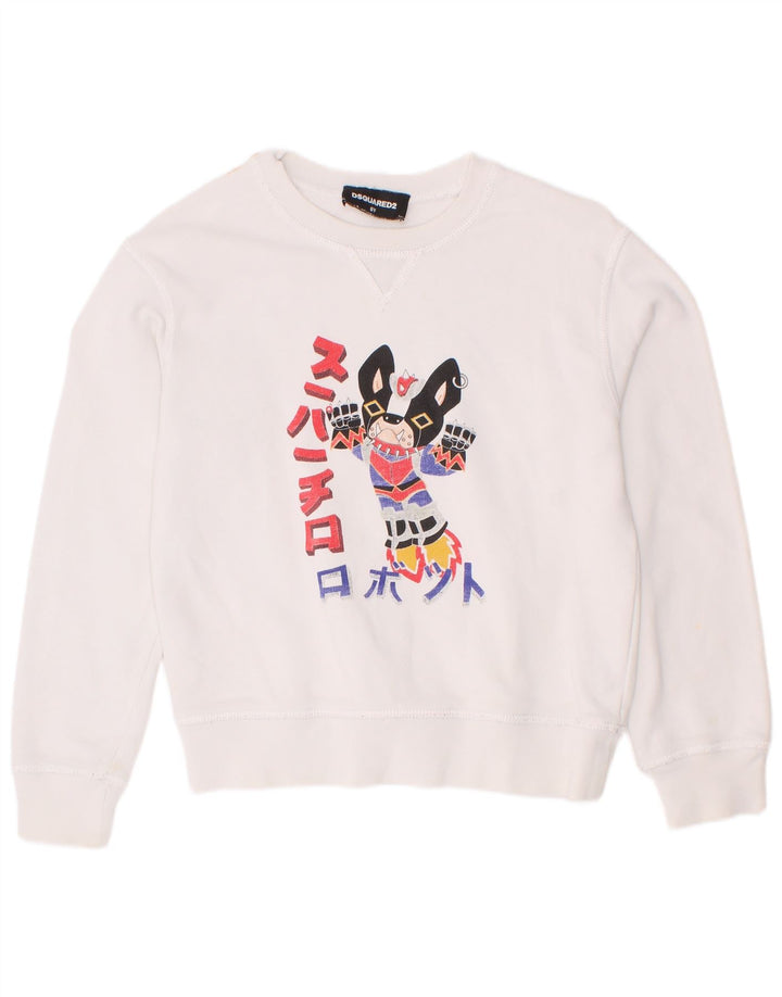 Свитшот с рисунком для девочек Dsquared2, джемпер, белый хлопок, 5–6 лет