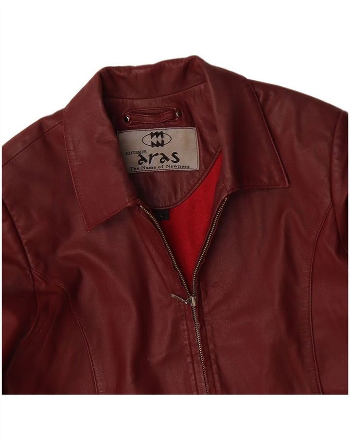 Винтажная женская кожаная куртка UK 14, большая красная кожа