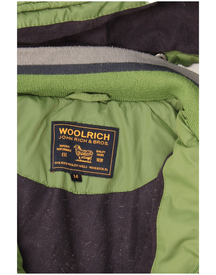 Пуховая куртка с капюшоном и графическим рисунком для мальчиков Woolrich, 13–14 лет, зеленая