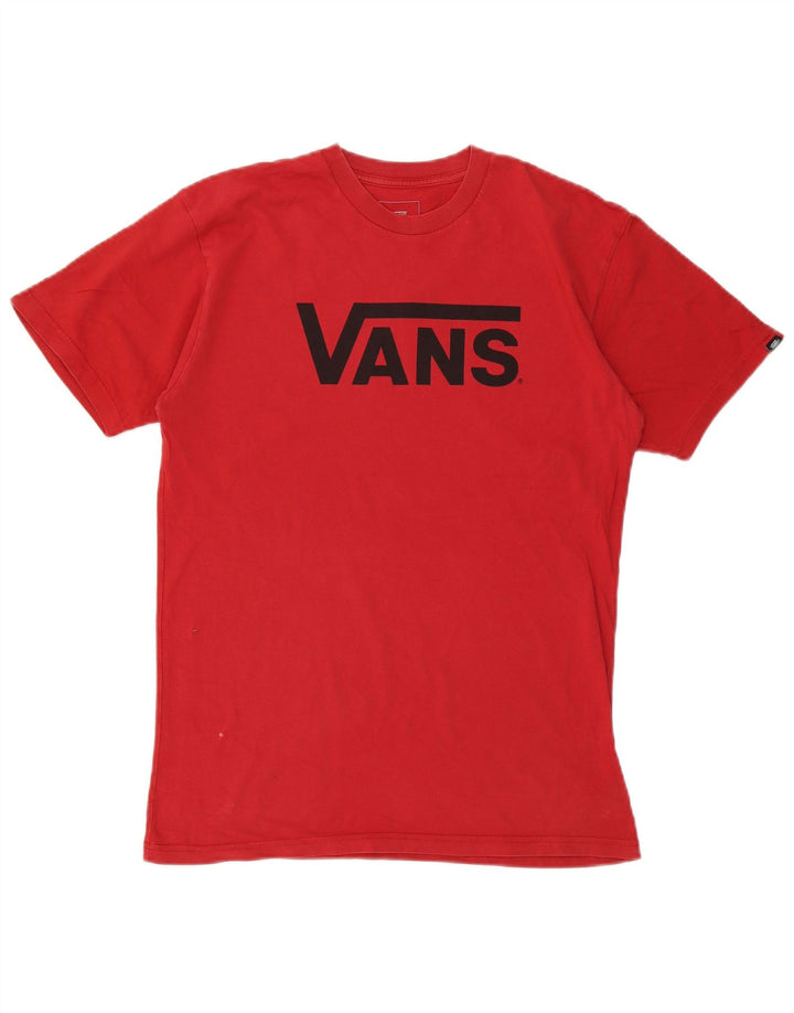 Мужская футболка классического кроя с рисунком Vans, хлопковый топ среднего красного цвета