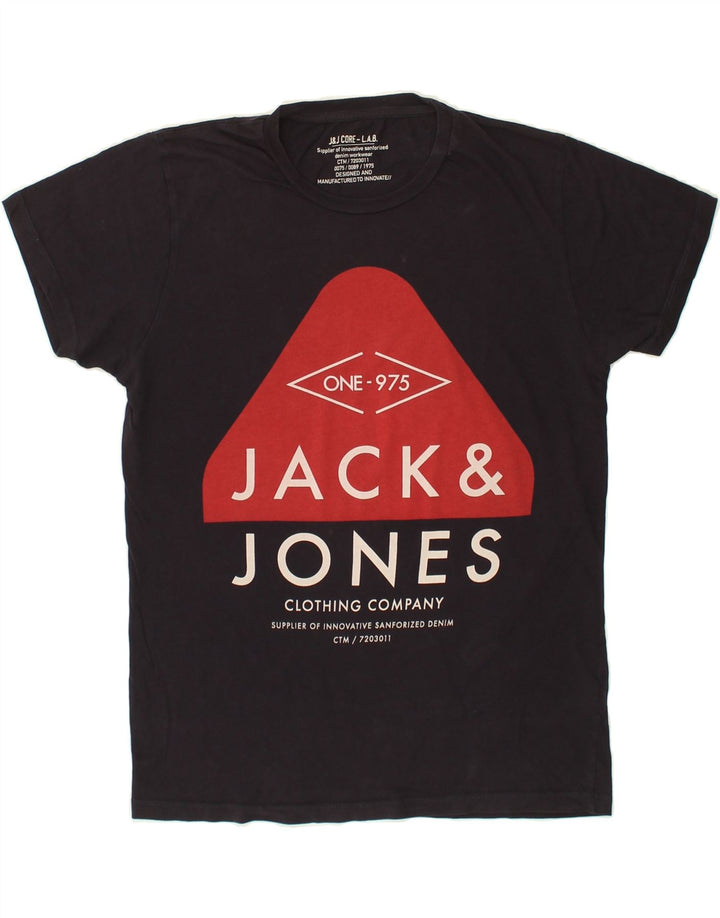 JACK & JONES Mens Graphic T-Shirt Top Medium Navy Blue | Vintage Jack & Jones | Thrift | Second-Hand Jack & Jones | Used Clothing | Messina Hembry 