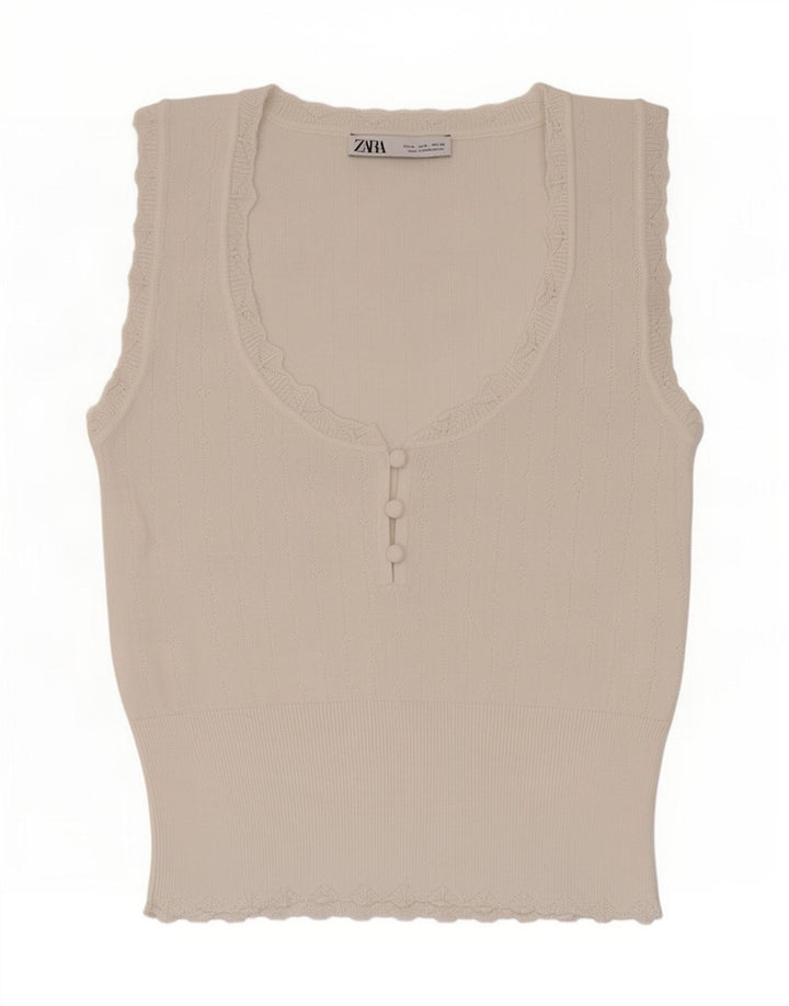 Женский жилет Zara UK 12, средний белый, вискоза
