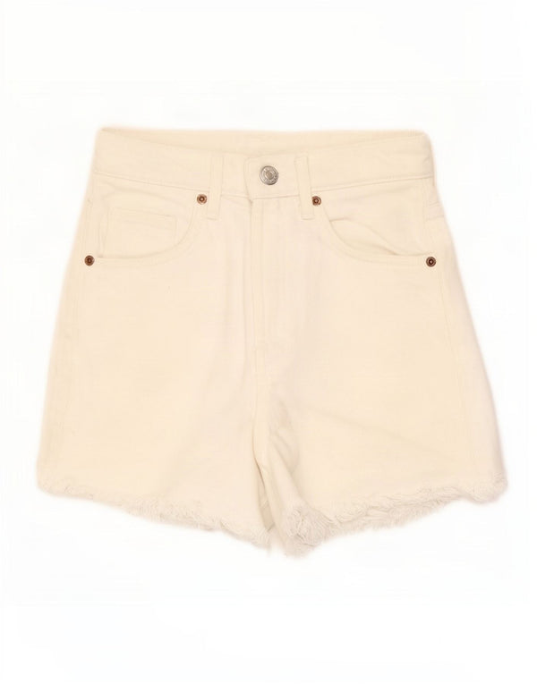 Женские джинсовые шорты Zara с высокой талией EU 34 2XS W22 Белый, хлопок