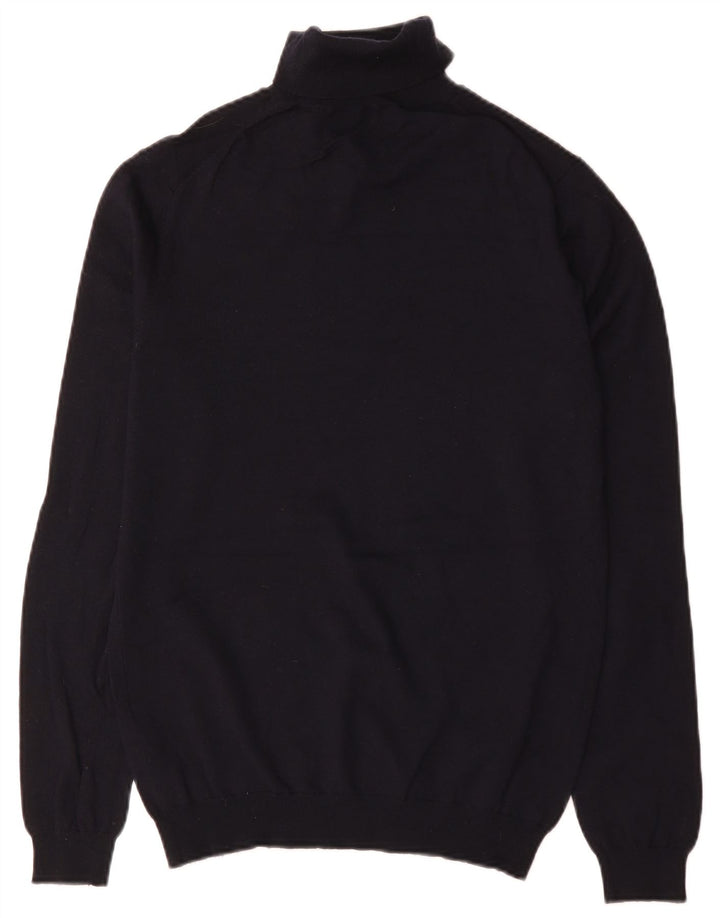 Мужской джемпер Reiss с высоким воротником, средний темно-синий шерстяной свитер