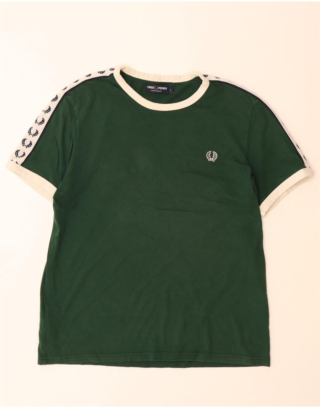 Мужская футболка с рисунком FRED PERRY, большой зеленый хлопок с цветными блоками