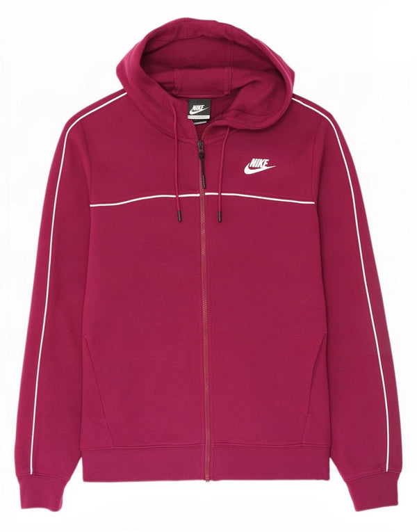 Женский свитер с капюшоном на молнии Nike UK 14, темно-бордовый, хлопок