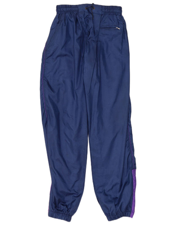 Vintage Mens Tracksuit Trousers Joggers Large Navy Blue Colourblock