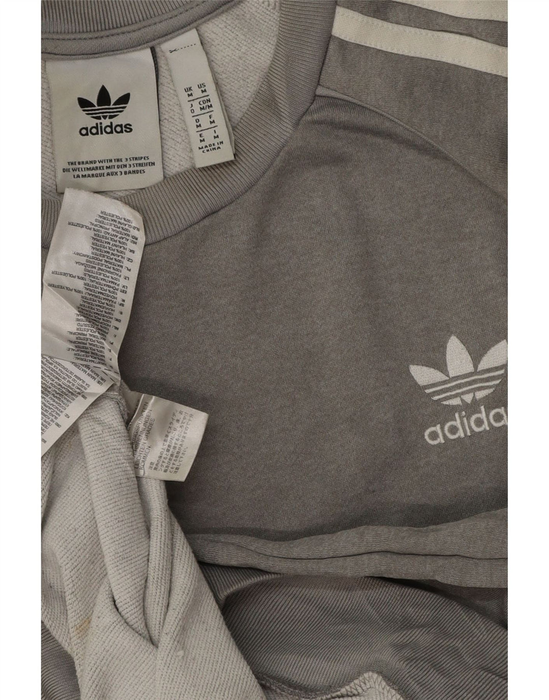 Мужской свитер Adidas джемпер среднего серого цвета из полиэстера