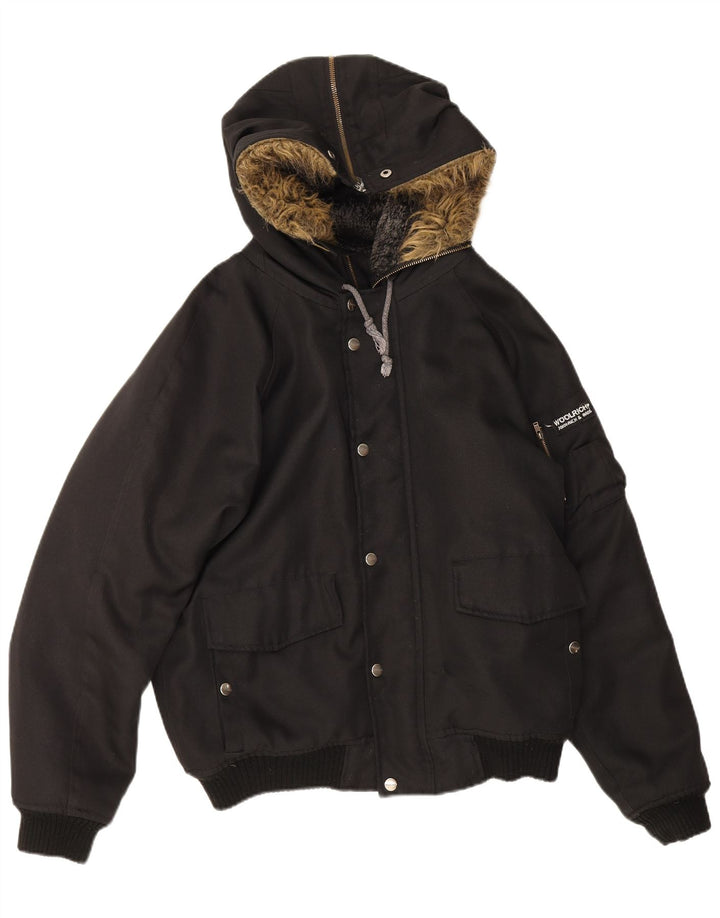Мужская куртка-бомбер Woolrich с капюшоном IT 46, маленькая, черный нейлон