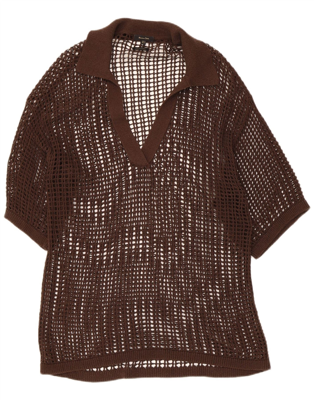 Женская прозрачная блузка крючком Massimo Dutti UK 14, средний коричневый цвет