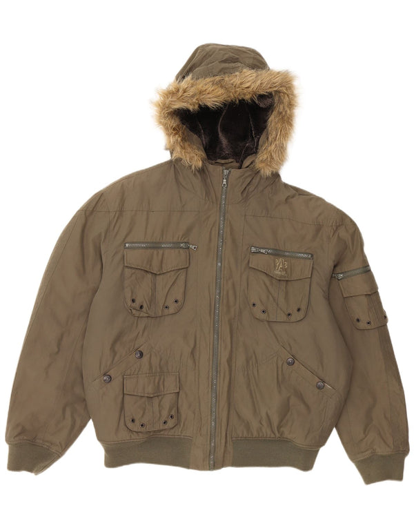 Мужская стеганая куртка с капюшоном Wampum UK 42 XL, хлопок цвета хаки