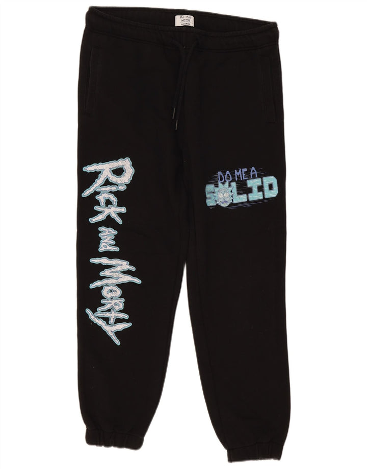 Мужские спортивные брюки Pull & Bear Rick and Morty, черные джоггеры среднего размера