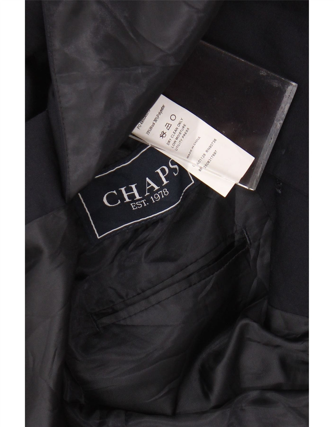 Мужской удлиненный пиджак Chaps на 2 пуговицах, Великобритания 38, средний темно-синий, шерстяной