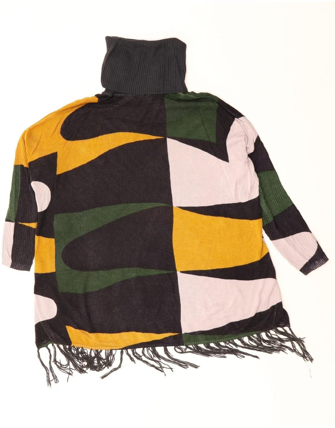 Женский джемпер с высоким воротником Desigual UK 10, маленький зеленый с геометрическим узором