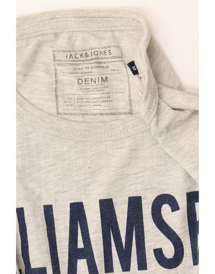 JACK & JONES Mens Graphic T-Shirt Top Medium Grey