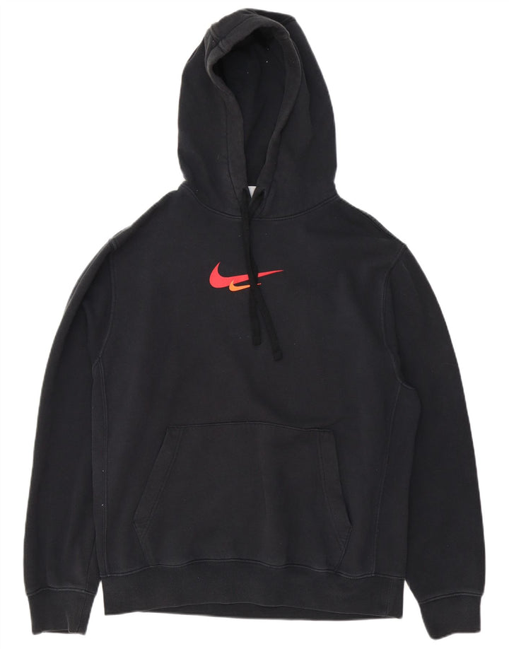 Мужской джемпер с капюшоном с рисунком Nike, средний черный, хлопковый