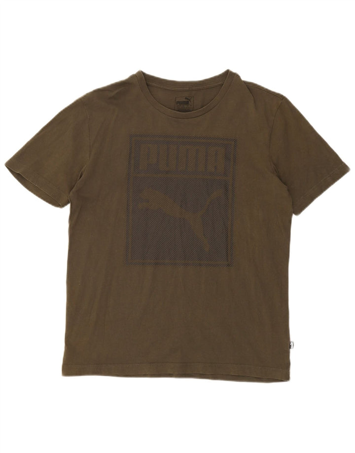 Мужская футболка Puma Regular с графическим рисунком, маленький размер, цвет хаки, хлопок