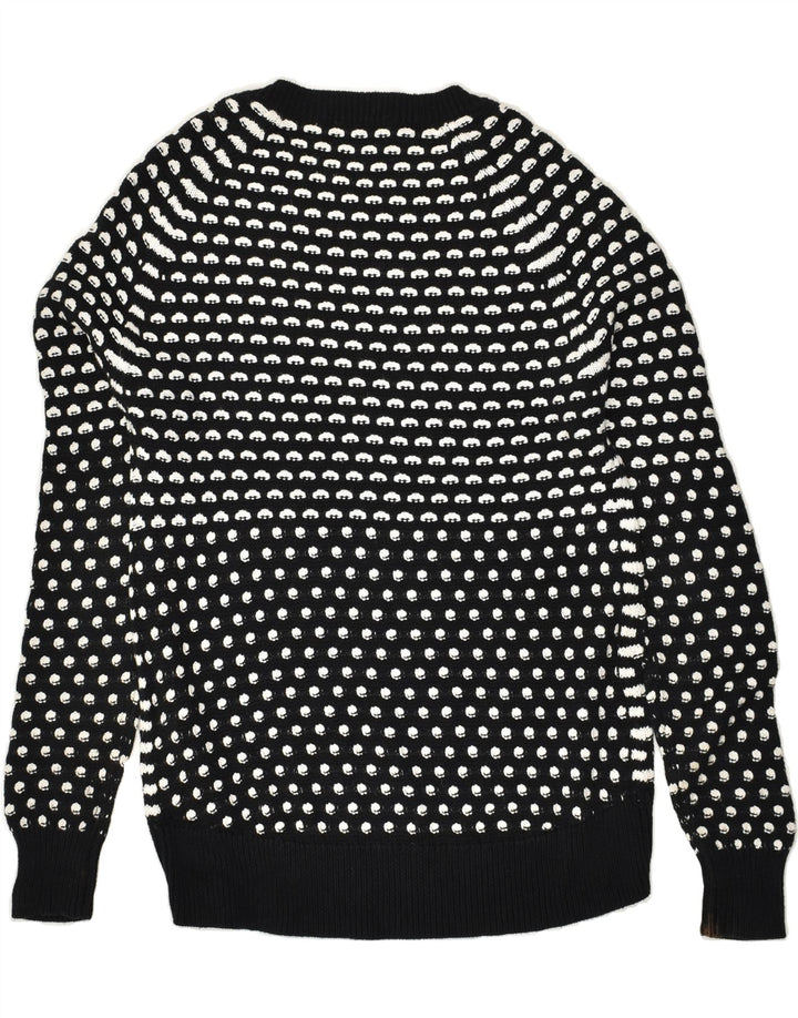 KAREN MILLEN Womens Boat Neck Jumper Sweater US 2 XS Black Spotted Cotton | Vintage Karen Millen | Thrift | Second-Hand Karen Millen | Used Clothing | Messina Hembry 