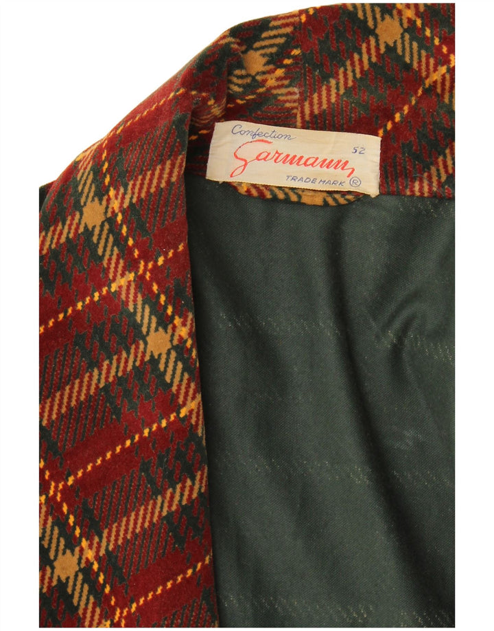 Винтажный женский пиджак IT 52 2XL бордовый в клетку