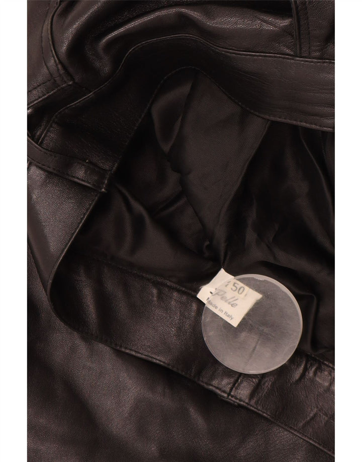 ВИНТАЖНЫЕ Мужские прямые кожаные брюки IT 50 Large W32 L30 Черные кожаные