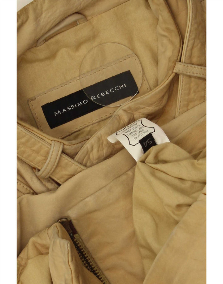 Мужская кожаная косуха Massimo Rebecchi IT 54 2XL Бежевая кожа