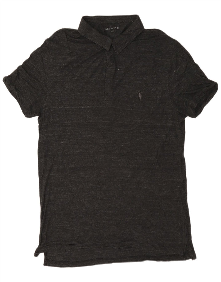 Мужская рубашка-поло All Saints, большая серая в крапинку