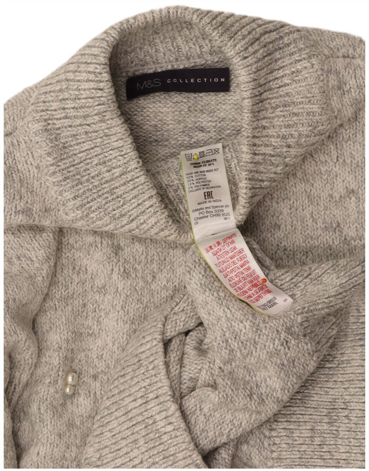 MARKS & SPENCER Womens Turtle Neck Jumper Sweater UK 12 Medium Grey Cotton