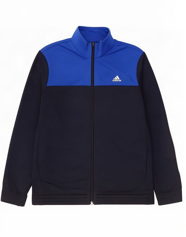 Спортивный костюм Adidas для мальчиков, верхняя куртка 13–14 лет, синяя, полиэстер с цветными блоками