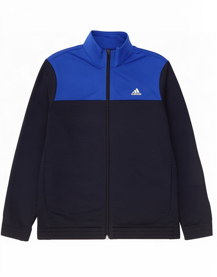 Спортивный костюм Adidas для мальчиков, верхняя куртка 13–14 лет, синяя, полиэстер с цветными блоками