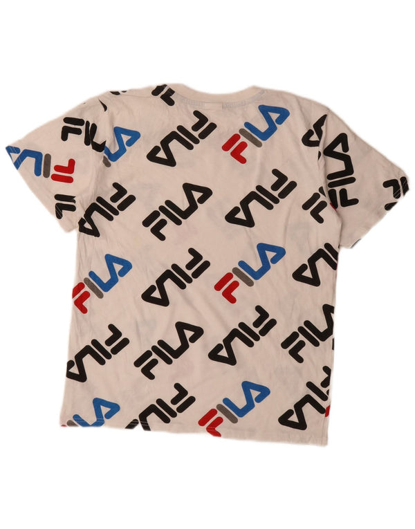 Футболка с рисунком Fila для мальчиков, топ 15–16 лет, размер XL, белый хлопок