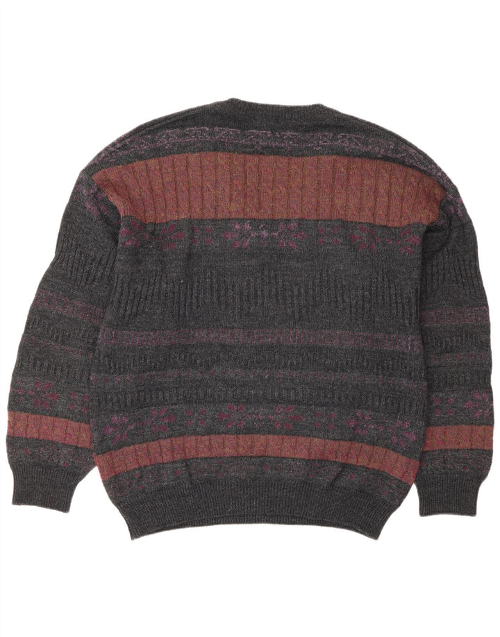Мужской джемпер с v-образным вырезом Il Granchio, большой серый Fair Isle