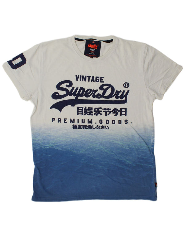 Мужская футболка с рисунком Superdry, большой белый хлопок с цветными блоками