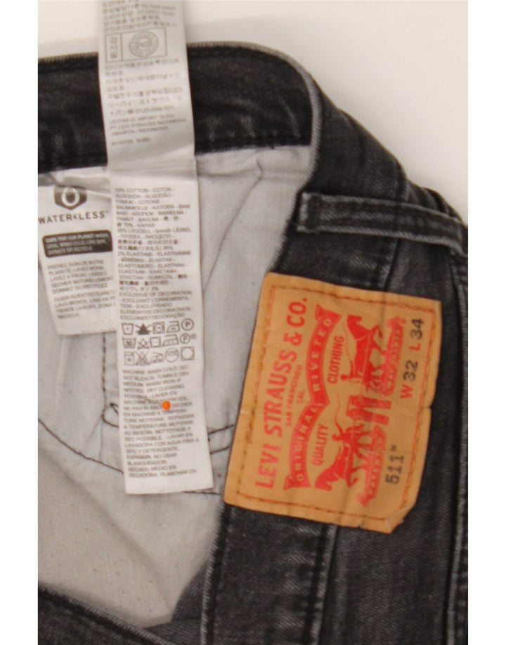Мужские джинсы Levi's 511 Slim W32 L34, черный хлопок