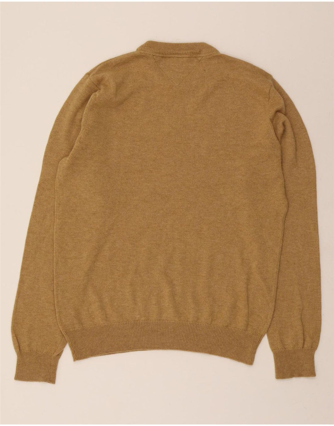 TOMMY HILFIGER Mens Crew Neck Jumper Sweater Medium Beige Lambswool Vintage Tommy Hilfiger and Second-Hand Tommy Hilfiger from Messina Hembry 