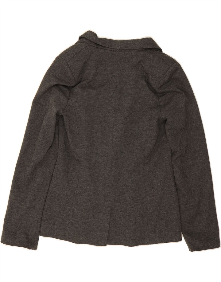 DEBENHAMS Womens 1 Button Blazer Jacket UK 12 Medium Grey Polyester Vintage Debenhams and Second-Hand Debenhams from Messina Hembry 