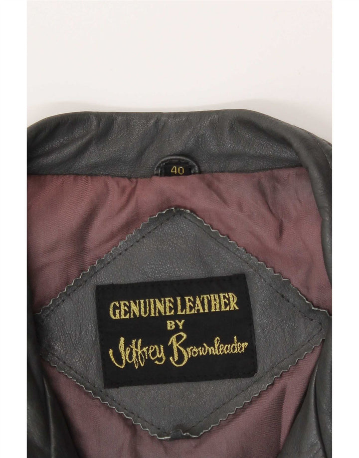 Мужская кожаная куртка Jeffrey Brownleader UK 40, большая серая