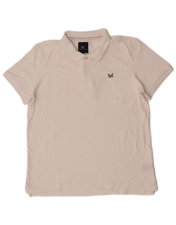 Crew Clothing Мужская рубашка поло, большой белый хлопок
