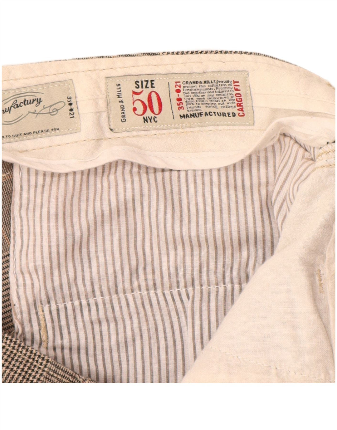 GRAND & HILLS Мужские брюки карго узкого кроя IT 50 Large W34 L33 Серая клетка