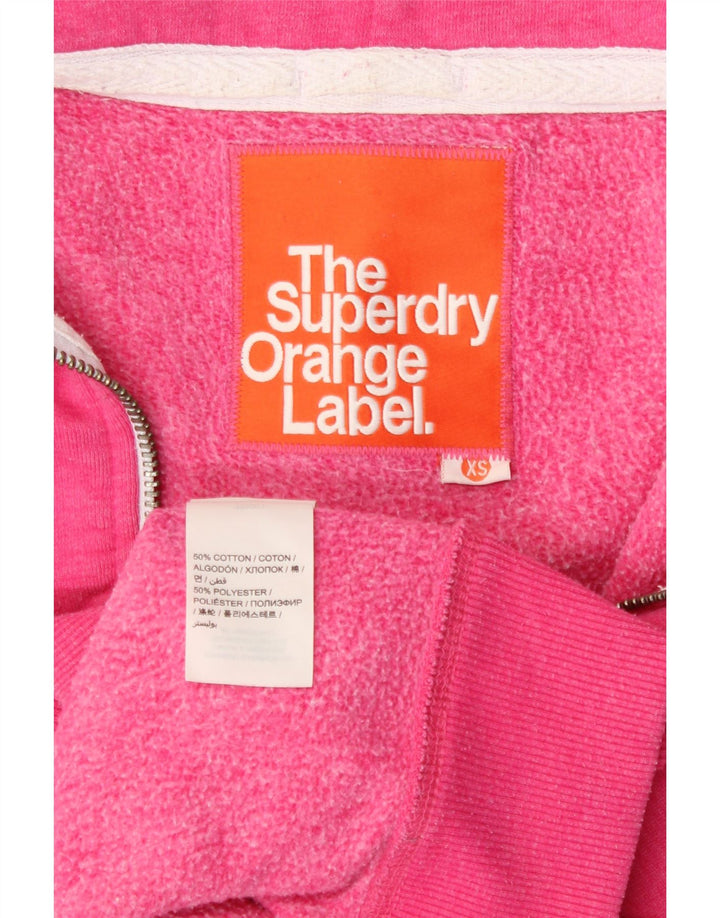 SUPERDRY Женский свитер с капюшоном на молнии UK 6 XS Розовый Хлопок