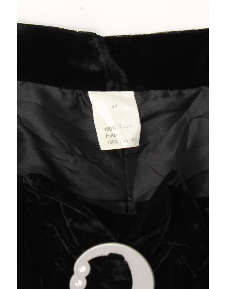 VINTAGE Женская бархатная расклешенная юбка с высокой талией IT 44 Medium W28 Черная