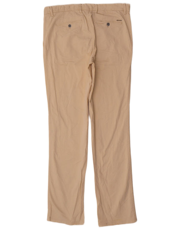 Massimo Dutti Mens Straight Chino Trousers EU 44 Large W34 L32 Beige