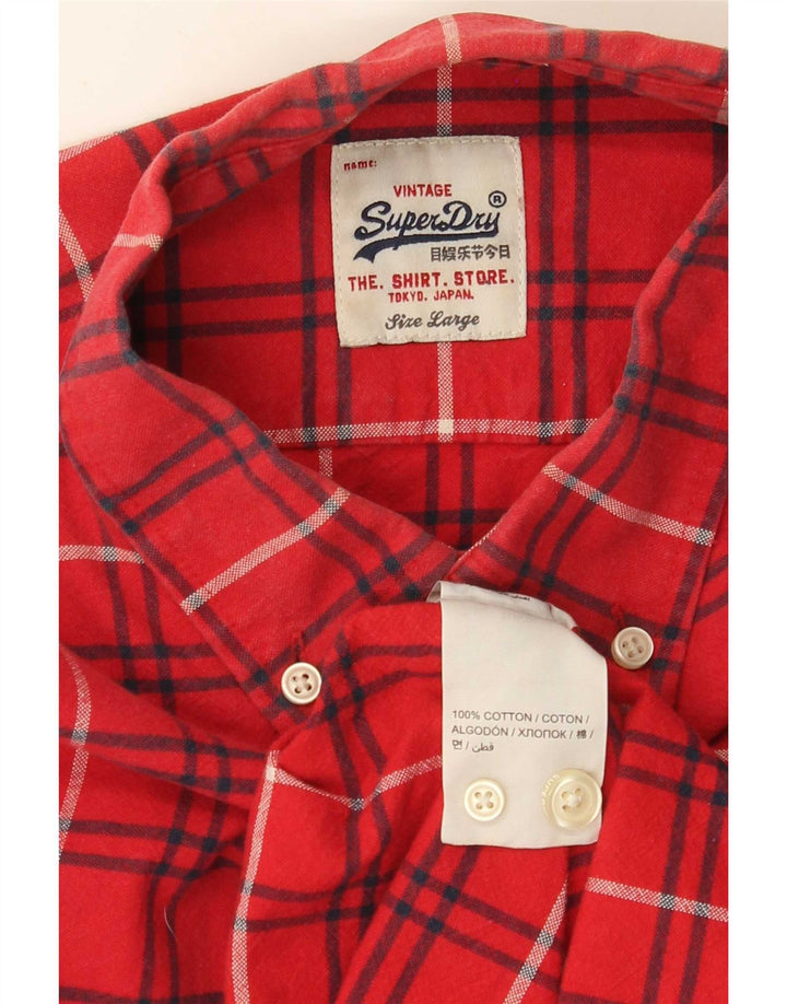 Мужская фланелевая рубашка Superdry, большая красная клетка, хлопок