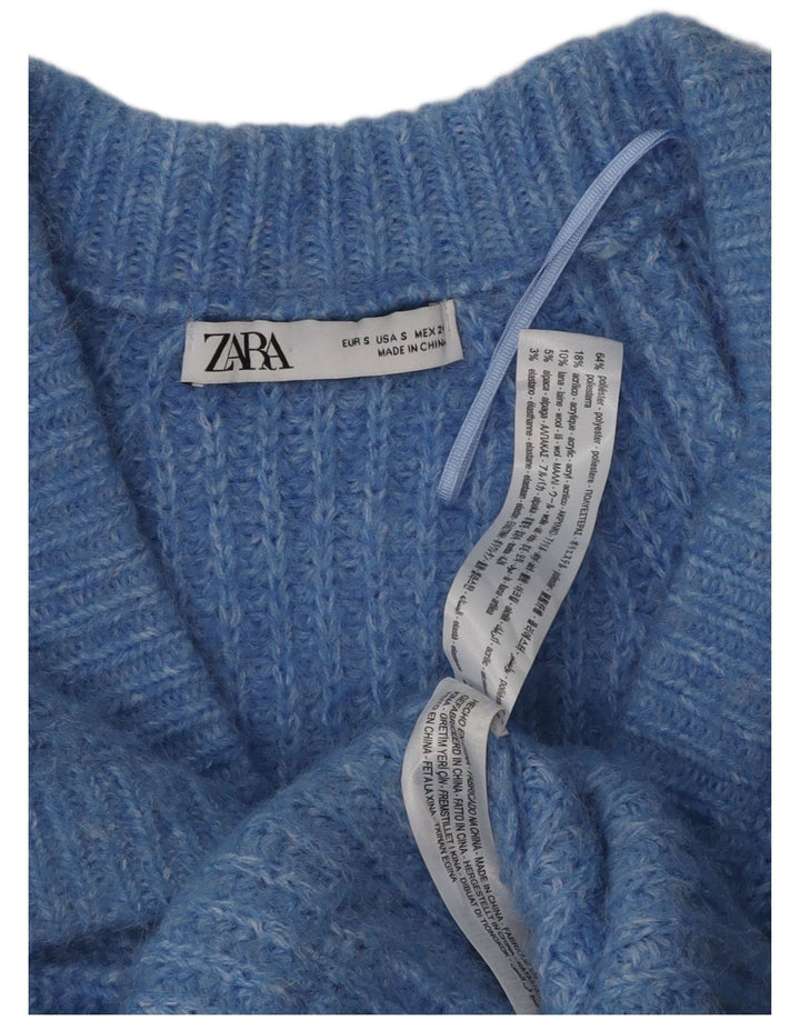 Женский кардиган Zara UK 10, маленький синий полиэстер с крапинками
