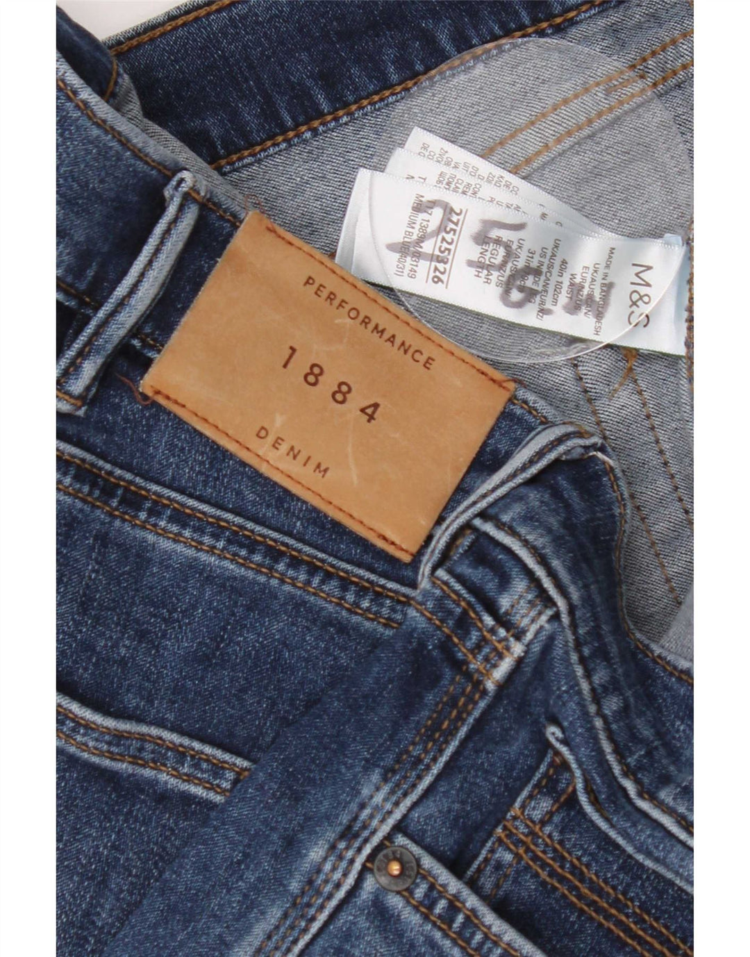 Мужские прямые джинсы Marks & Spencer W40 L27 синие, хлопок
