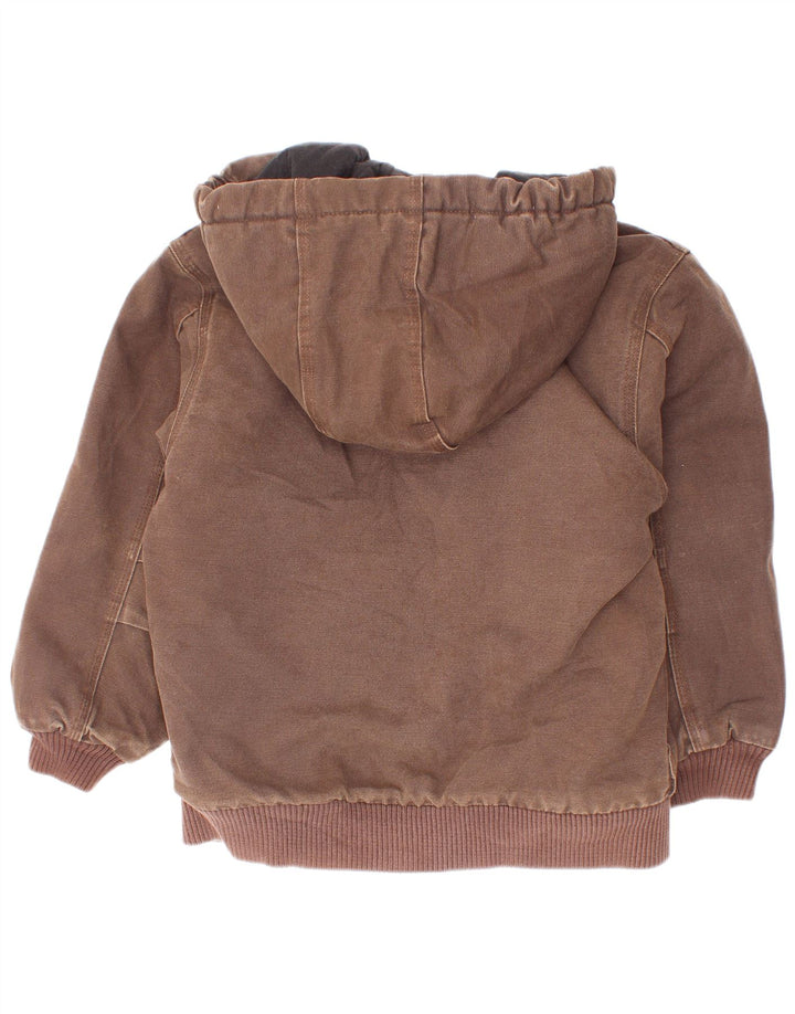 Куртка-бомбер Carhartt для мальчиков с капюшоном, 7–8 лет, маленькая, коричневая, хлопковая