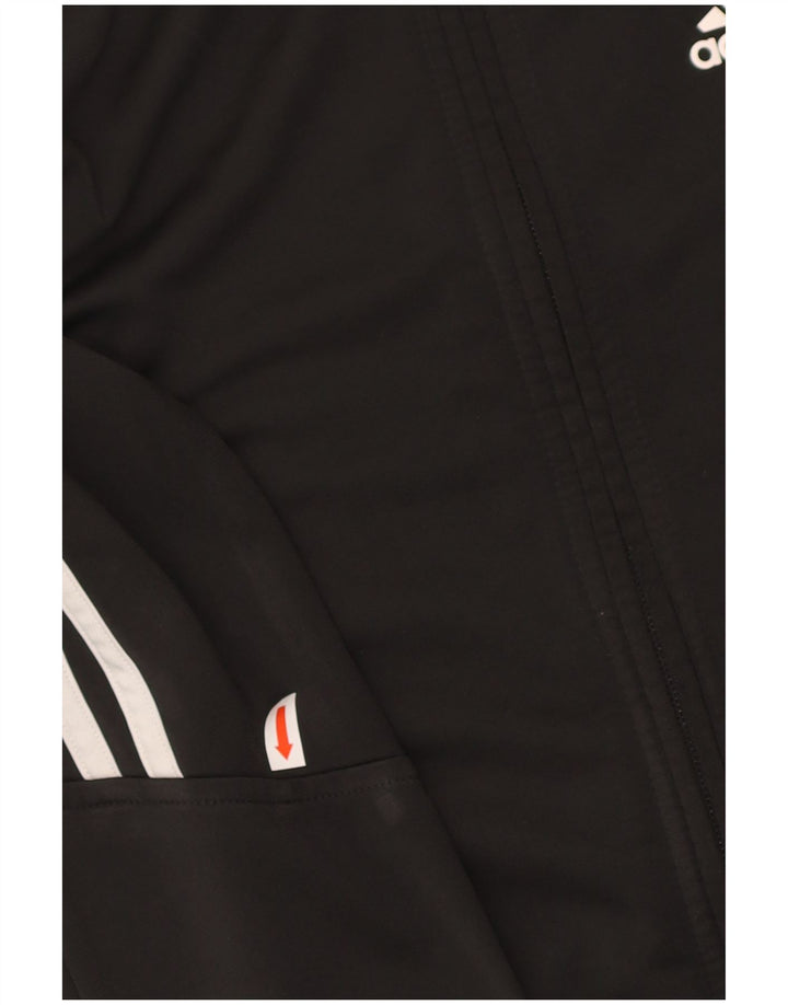 ADIDAS Boys Tracksuit Top Jacket 9-10 Years Black Polyester
