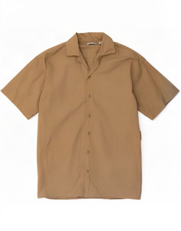 Мужская рубашка свободного кроя с коротким рукавом Jack & Jones XS, бежевый хлопок