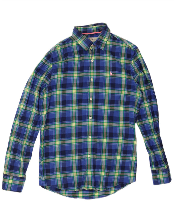 JACK WILLS Mens Flannel Shirt Small Blue Check Cotton