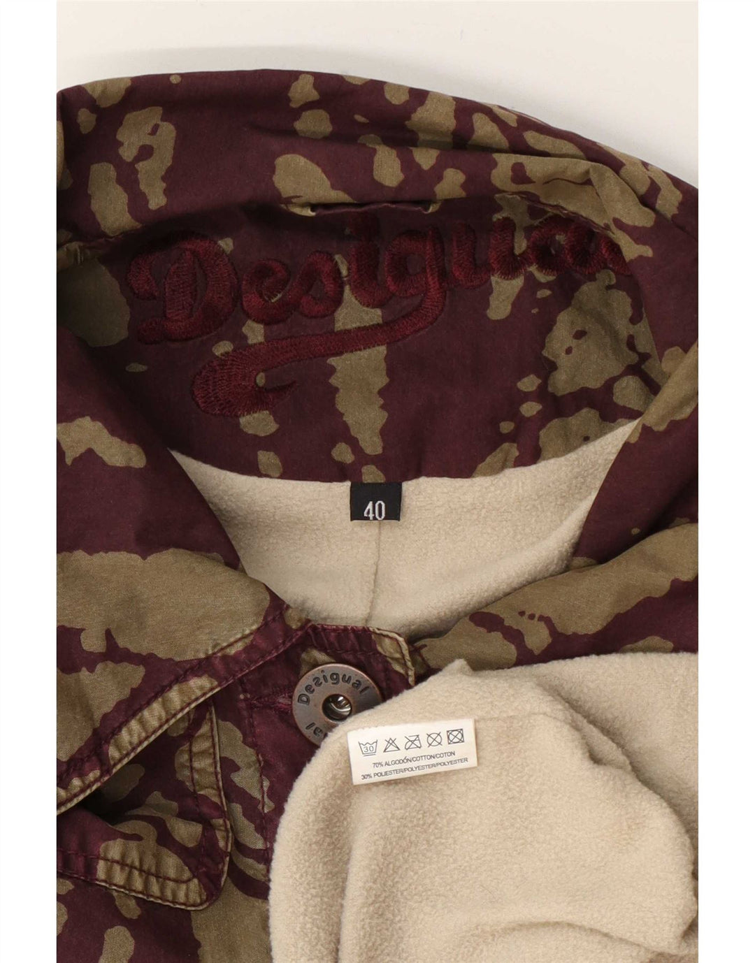 Женская ветровка Desigual с абстрактным узором EU 40, средний зеленый хлопок, хлопок
