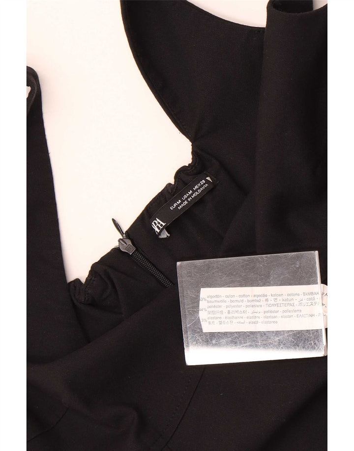 Женское мини-платье-футляр без рукавов Zara UK 12, средний черный, полиэстер
